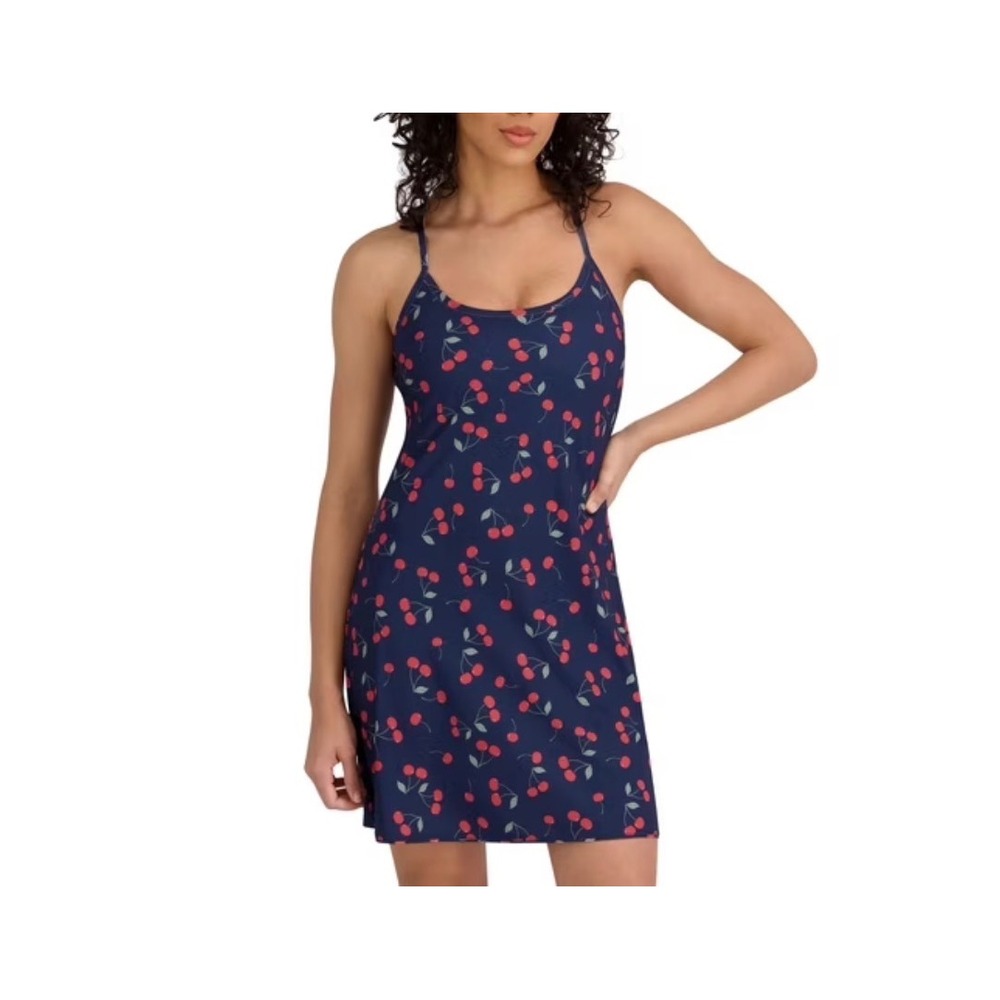 NWT Outdoor Voices Exercise Dress Very Cherry Navy Built In Shorts Medium UPF 50